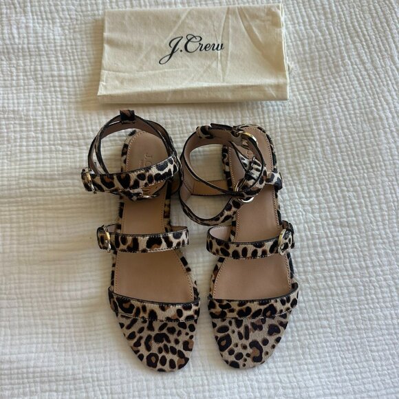 New in Box J Crew Leopard Print Sandals - Size 7.5 - Picture 1 of 6